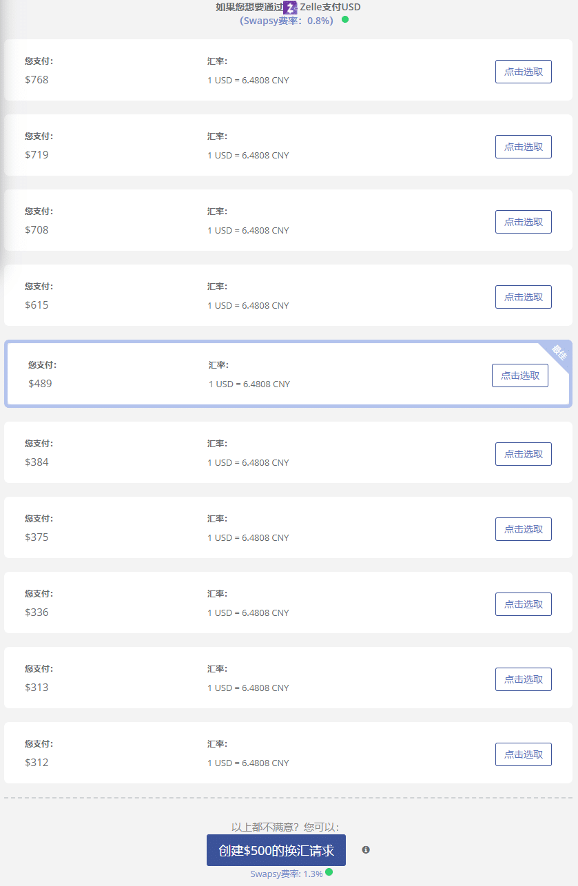 swapsy换汇请求提示